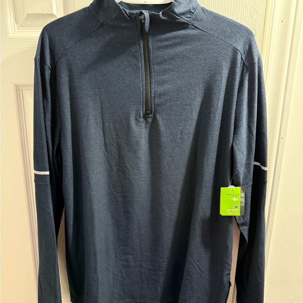 Athletic Works Navy Long Sleeve Quarter-Zip Shirt